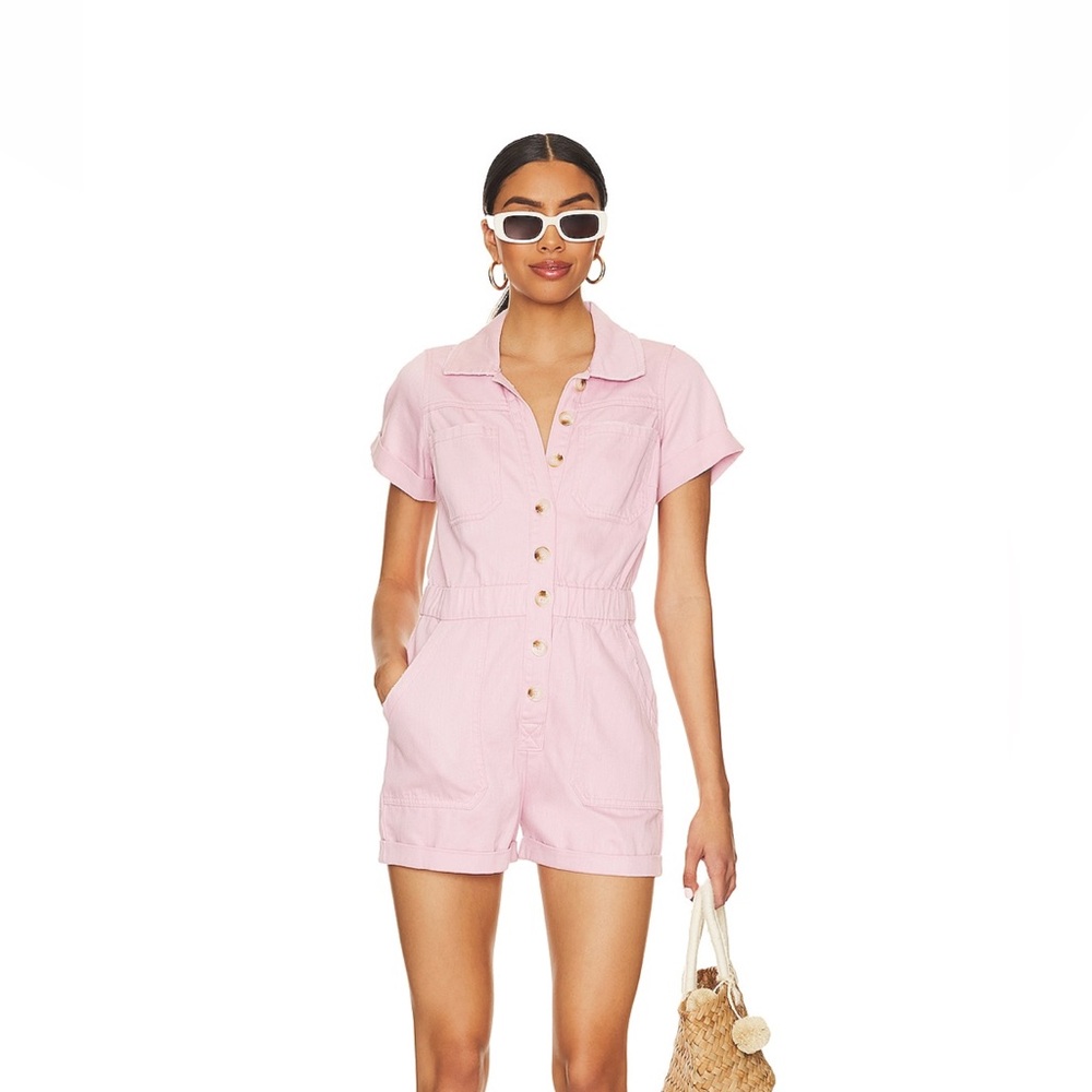 Show Me Your MuMu Pink Button-Up Romper